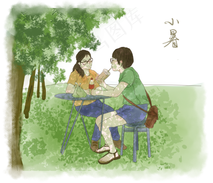 节气小暑夏日乘凉复古(3500X3000(DPI:300))psd模版下载