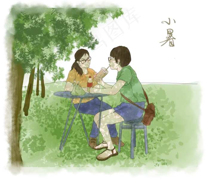 节气小暑夏日乘凉复古(3500X3000(DPI:300))psd模版下载