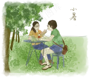 节气小暑夏日乘凉复古