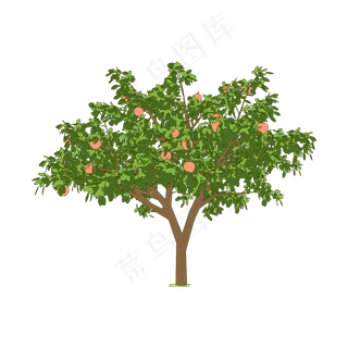 扁平简约手绘风卡通立秋丰收果树