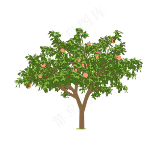 扁平简约手绘风卡通立秋丰收果树
