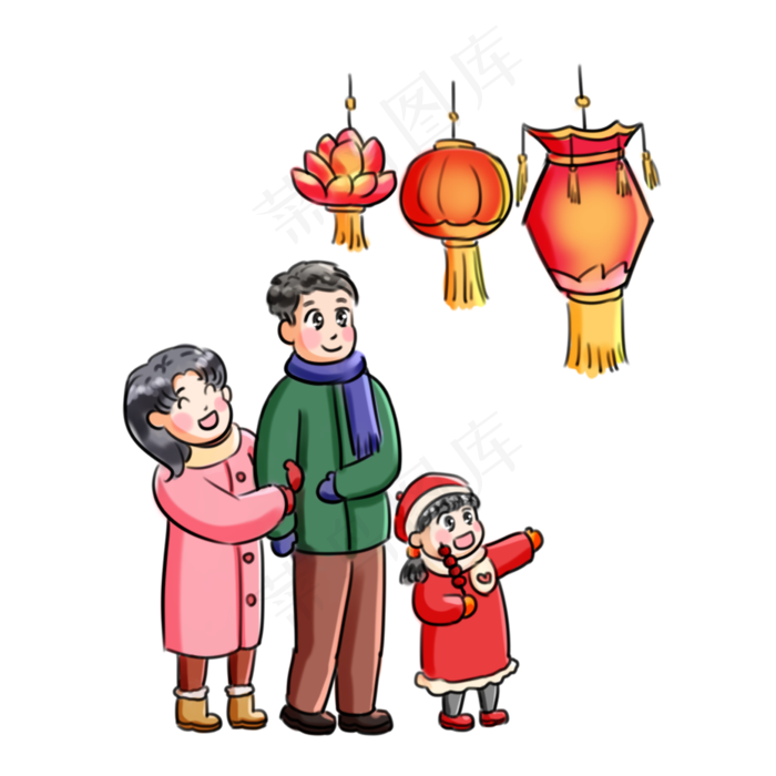 2019新年过年系列卡通手绘Q版挂灯�,免抠元素(2000X2000(DPI:300))psd模版下载