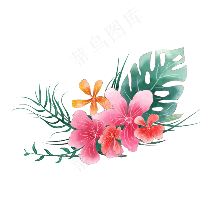 水彩清新花束(2000X2000(DPI:300))psd模版下载