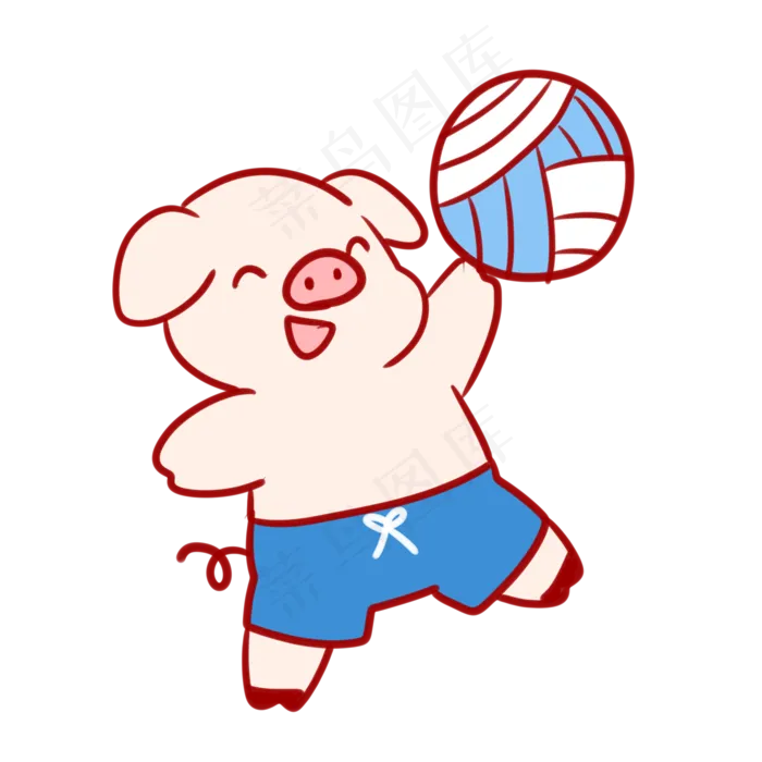 打排球的小猪(2100X2100(DPI:300))psd模版下载