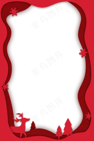 红色圣诞树边框,免抠元素