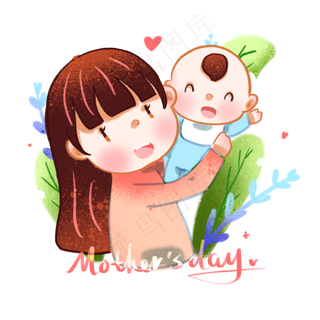 母亲节抱着孩子举高的妈妈