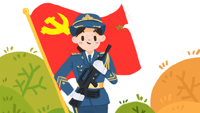 八一建军节女兵(2000X1125(DPI:300))psd模版下载