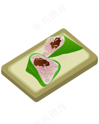 矢量免扣卡通粽子