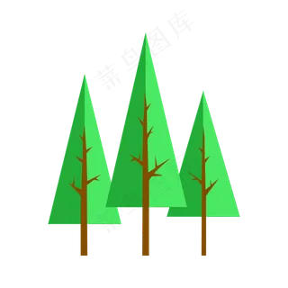 植树节扁平化绿树,免抠元素