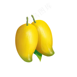 黄色手绘食用芒果psd透明底
