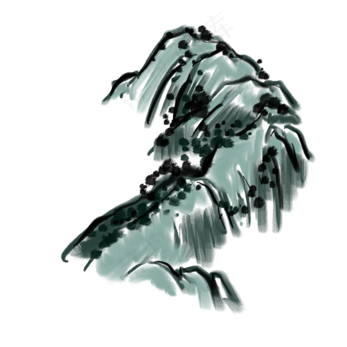 写意远山近山插图(2000X2000(DPI:132))psd模版下载