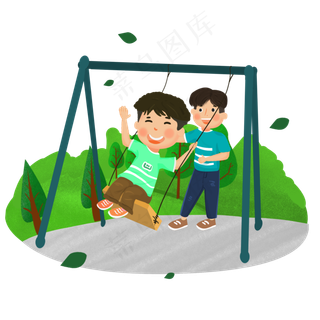 公园里荡秋千的小孩