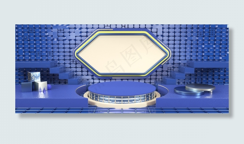 C4D科技感海报蓝色通用背景