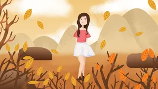唯美梦幻清新女孩立秋节气