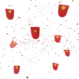 红色3D春节红包C4D活动满减红包素�,免抠元素