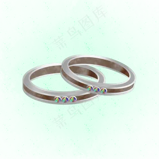 磨砂对戒情侣情人节PNG素材