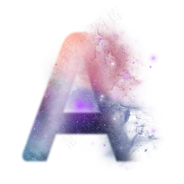 创意星空蓝色红色字母A,免抠元素艺术字