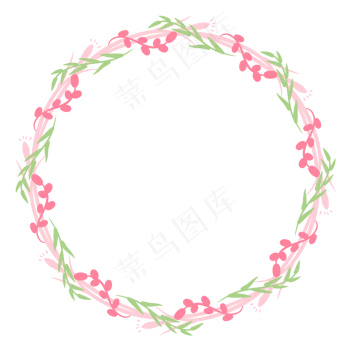 小清新粉色花朵装饰花环(2000X2000(DPI:300))psd模版下载