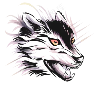 狼头刺青图腾,免抠元素