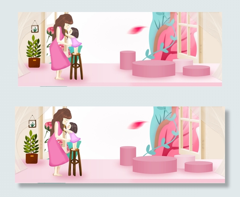 卡通手绘母亲节电商促销banner
