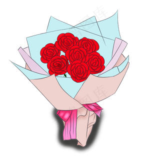 情人节时尚红玫瑰花束PNG图案