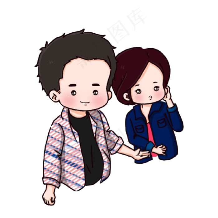 情人节手绘可爱男女情侣