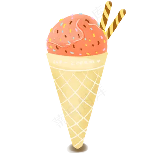 商用手绘扁平化风格美食冰淇淋元,免抠元素