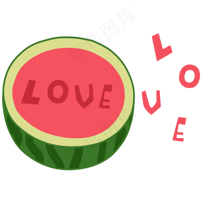 切开的西瓜水果LOVE(2000X2000(DPI:300))psd模版下载