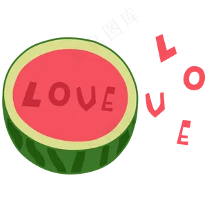 切开的西瓜水果LOVE