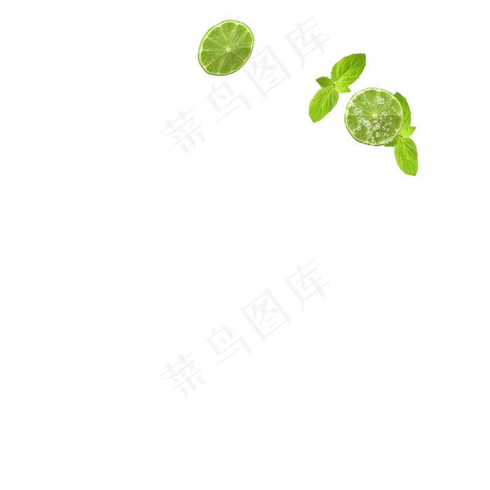 白色透明绿叶冰块元素,免抠元素(2000*2000px)psd模版下载