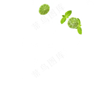 白色透明绿叶冰块元素,免抠元素