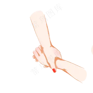 母亲节大手拉小手手绘卡通