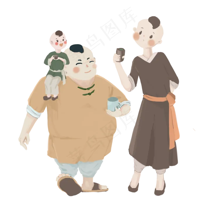 国风儿童喝茶聊天画面(2000X2000(DPI:300))psd模版下载