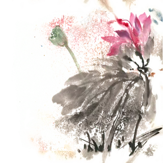 娇艳荷花水墨画PNG免抠素材 娇艳荷花水墨画PNG免抠素材