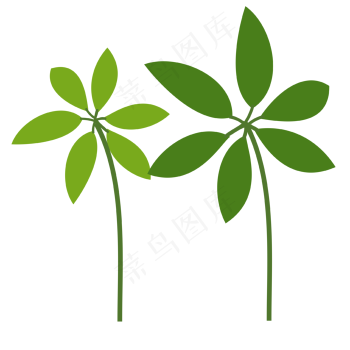 手绘卡通绿色植物叶子(3625X3626(DPI:299))psd模版下载