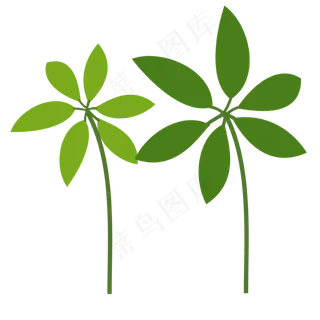 手绘卡通绿色植物叶子