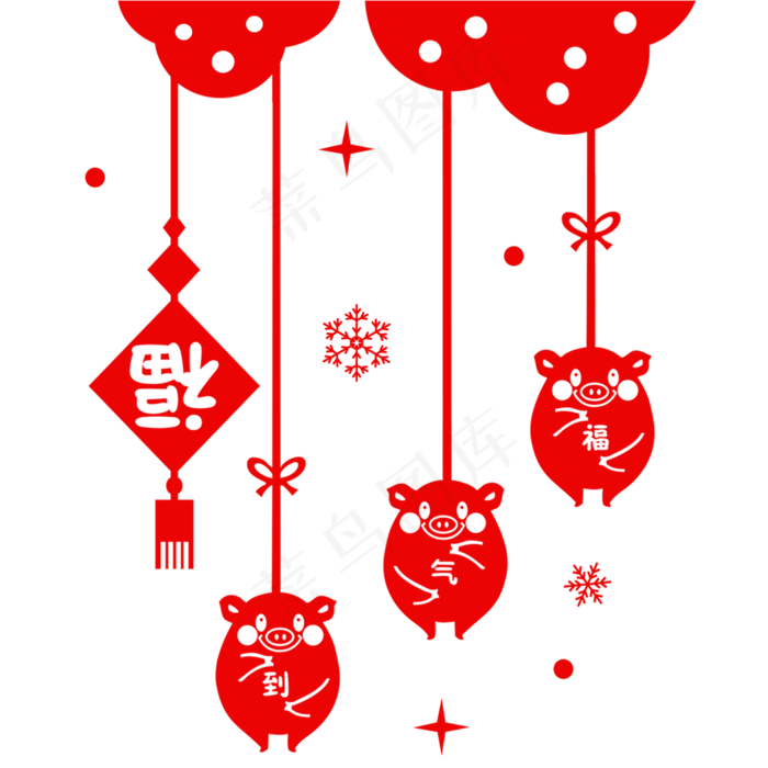 2019年新年春节剪纸猪贴纸窗花免,免抠元素