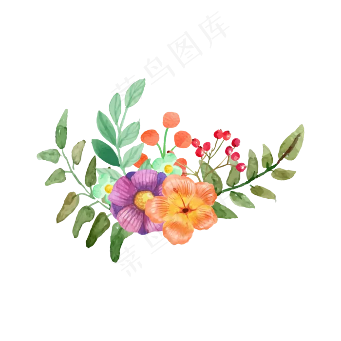 矢量手绘水彩花朵ai矢量模版下载