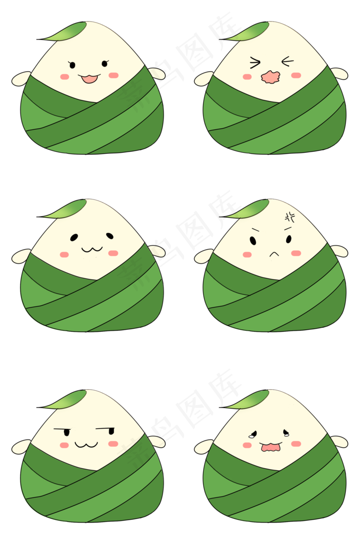 端午节粽子卡通人物(2000X3020(DPI:300))psd模版下载
