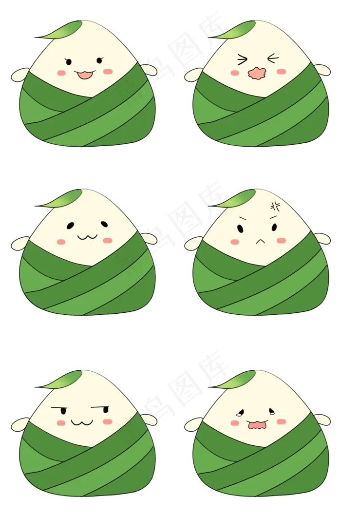 端午节粽子卡通人物(2000X3020(DPI:300))psd模版下载