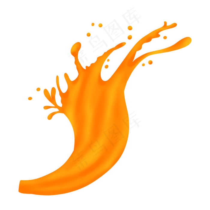 手绘果汁飞溅液体,免抠元素