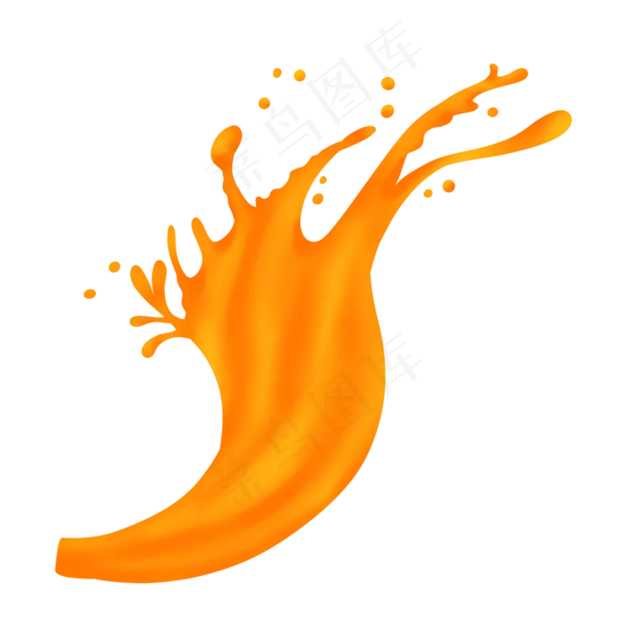 手绘果汁飞溅液体,免抠元素