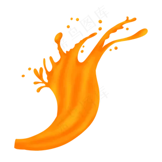 手绘果汁飞溅液体,免抠元素