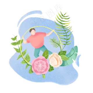 植物人类噪点风格边框,免抠元素