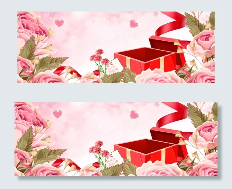 母亲节粉色花卉电商促销banner