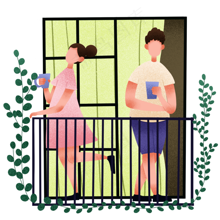 夏季阳台赏夜景情侣(2000X2000(DPI:300))psd模版下载