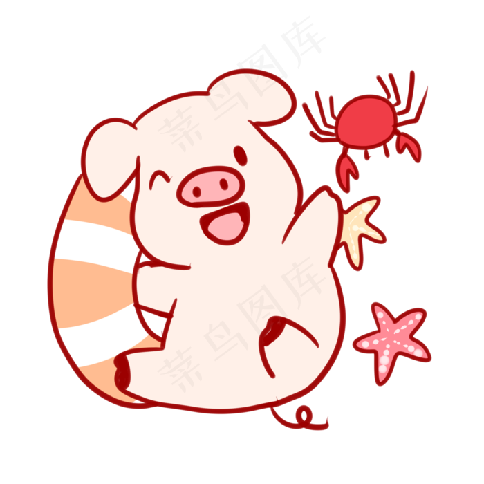 拿着游泳圈的小猪(2100X2100(DPI:300))psd模版下载