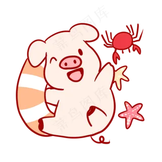 拿着游泳圈的小猪