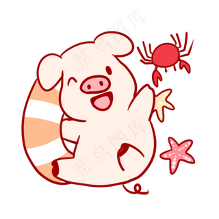 拿着游泳圈的小猪