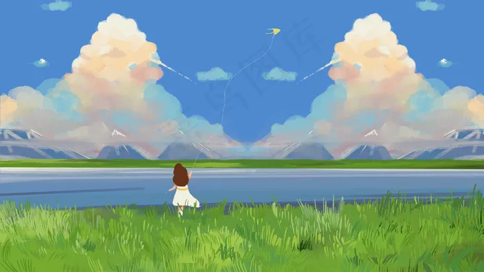 夏季五月唯美天空(2880*1620px 300 dpi )psd模版下载